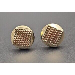 Vintage Shields Gold Tone Textured Cufflinks